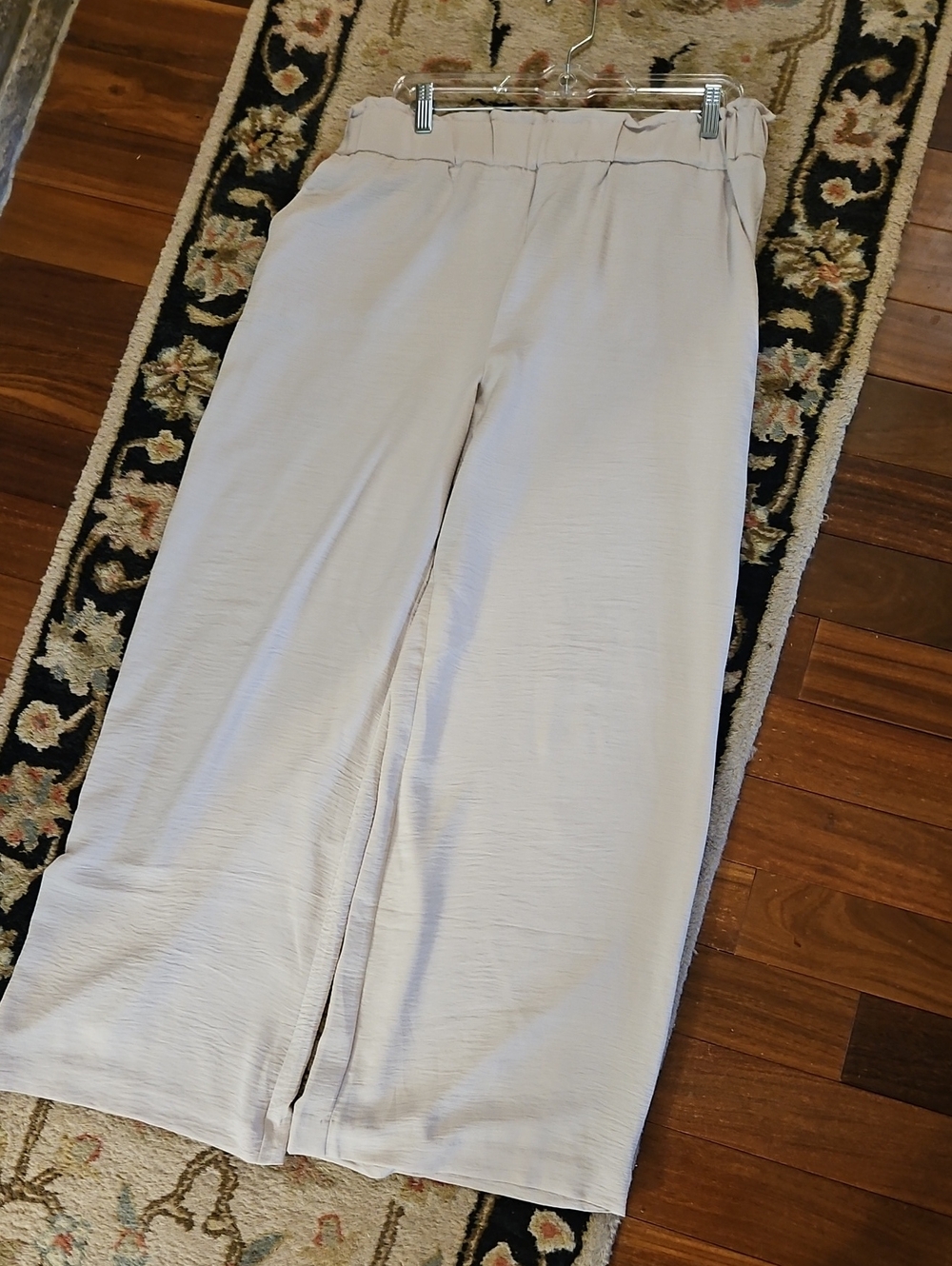 Hilary Radley Cream Wide-Leg Elastic Waist Pants